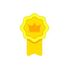 Award ribbon with crown, royalty vector icon