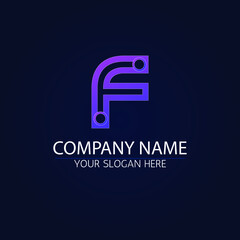 Premium luxury Symbol of crypto. Letter F in form of chip lines. vector Template for logo