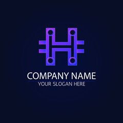 Fototapeta premium Premium luxury Symbol of crypto. Letter H in form of chip lines. vector Template for logo