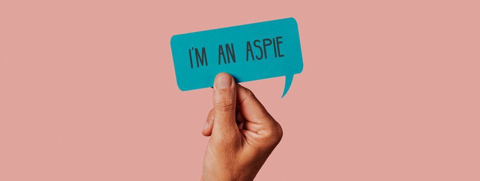 text I am an aspie in a sign, web banner