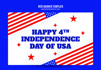 Happy 4th of July - Independence Day USA Web Banner for Social Media Poster, banner, space area and background