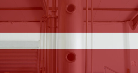 Image of flag of austria over factory