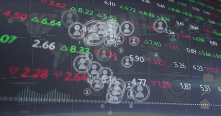 Image of data processing over world map
