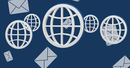 Image of globe and envelope email icons on blue background