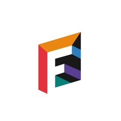 Modern and colorful letter F initials abstract logo design