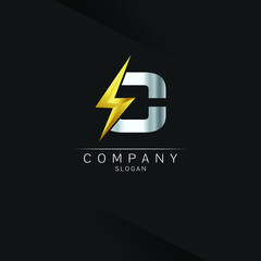 C Letter Logo Design With Lighting Thunder Bolt Electric Bolt Letter Logo Vector Illustration