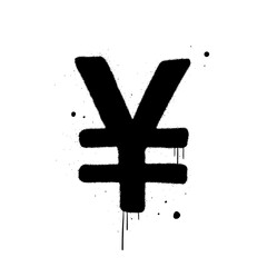 Obraz premium Vector illustration. Japanese yen sign is on white background. Urban street graffiti style. Splash effects, drops, leaks. Grunge wall art. Concept for economy, finance, currency, exchange.