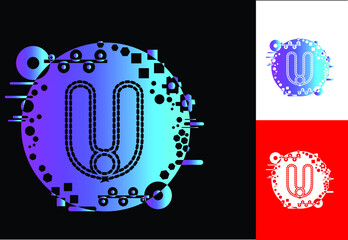 U technology logo, icon, t shirt, sticker design template