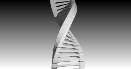 Image of macro of grey 3d dna strand spinning