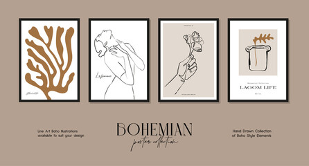 Bohemian minimalistic art print posters for your wall art collection and interior design decoration 