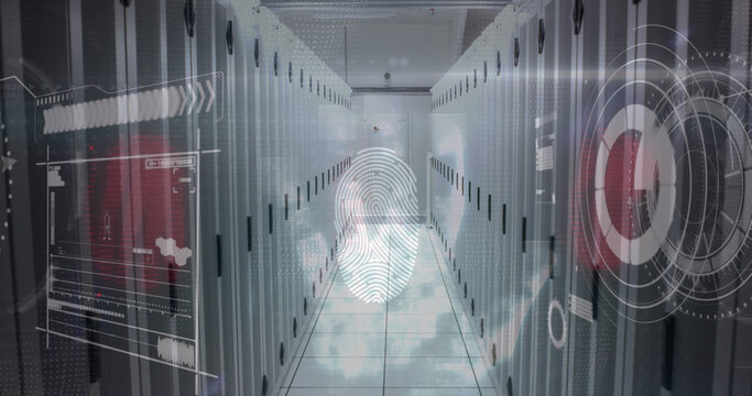 Image of data processing over fingerprint and computer servers - Powered by Adobe