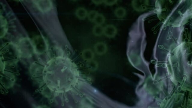 Animation of virus cells over green and black background