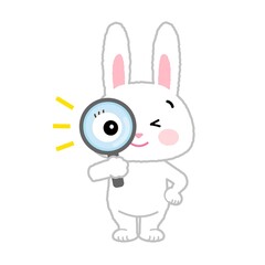 イラスト素材：2頭身で全身で動きを表現するシリーズ　探すうさぎ　卯年の年賀状やチラシ広告
