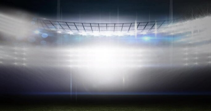 Animation of bright light from spotlights on sports stadium