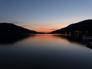 Gerardmer - August 2020 : Visit of the city of Gerardmer - Tour of the beautiful lake in the middle of the Vosges mountains with an August sunset