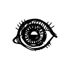 Digitally drawn eye icon. Eyes looking. Graphic line art.