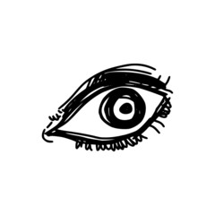 Digitally drawn eye icon. Eyes looking. Graphic line art.