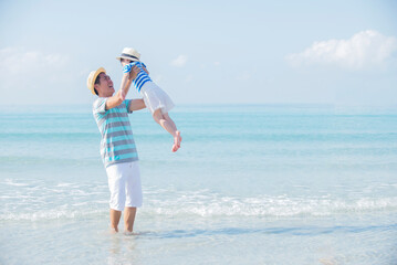 Father with daughter  having fun on summer vacation