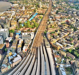 Fototapeta premium Railway junction in London from above