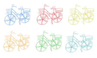 Fototapeta premium set of Bicycle watercolor isolated on white background. Hand drawn painted for design