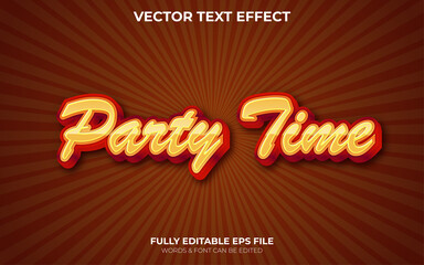 Editable Vector 3d Text Effect Red and Gold Party Time