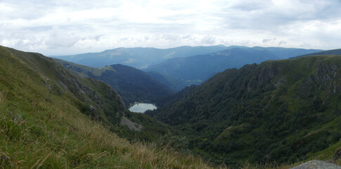 Obraz premium Le Honeck, France - August 2020 : Hiking to the Honeck mountain (1363 m) in the Vosges Mountains