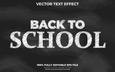 Editable Vector White Chalk Text Effect with blackboard background © LADALIDI