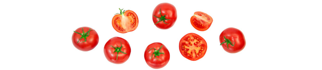 ripe tomatoes on a white background. the concept of cooking tomato sauce. red vegetables on a light texture. juicy pink tomatoes on the table
