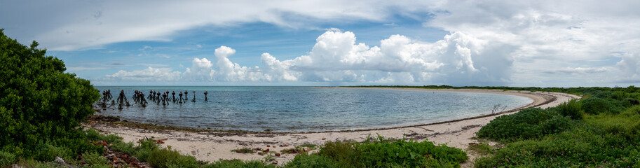 Fototapeta na wymiar A panoramic view of the beach at Dry Tortugas National Park