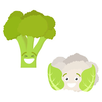 Cauliflower And Broccoli Cartoon