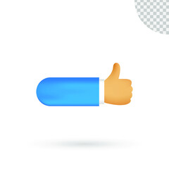Thumb up or like hand 3d illustration