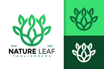 Lotus Nature Green Leaf Logo Design Vector Template