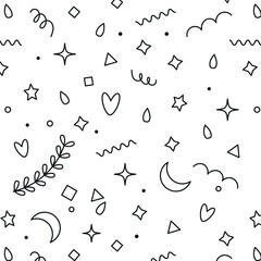 Vector minimalistic pattern design in doodle style.  Lovely elements.  Flat illustration for your creativity.