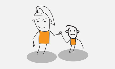 illustration of a boy with a mother