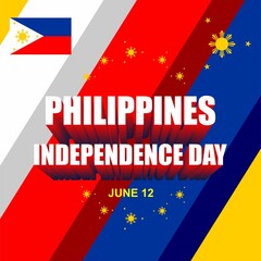 Philippines Independence Day poster with flag theme color vector. on white background. June 12. Important day