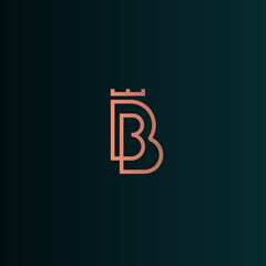 Abstract linear monogram letter B, double B with crown gradient logo icon concept. Premium geometric vector symbol icon design in minimalist style.