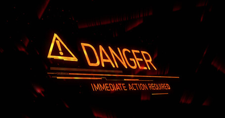 Image of danger sign and text on black background