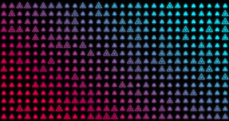 Image of changing red and blue triangles on black background