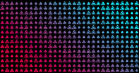 Image of changing red and blue triangles on black background