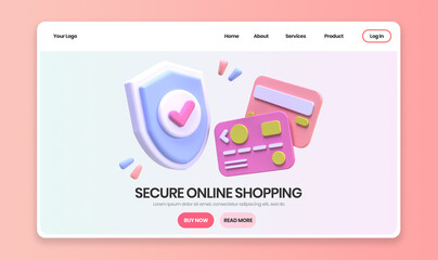 online shopping security concept illustration Landing page template for business idea concept background