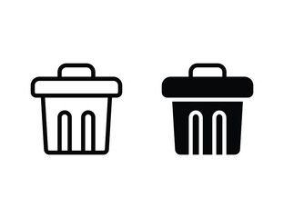 trash can icon. outline icon and solid icon
