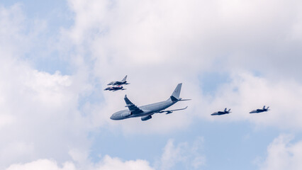 London, United Kingdom, 2nd June 2022 : RAF 70 aircraft flyby to celebrate the Queen's Platinum Jubilee
