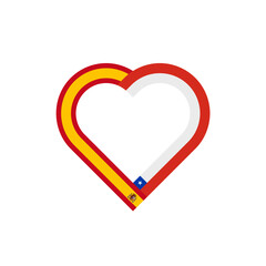 unity concept. heart ribbon icon of spain and chile flags. vector illustration isolated on white background