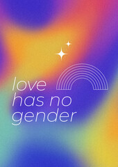 LGBTQ+ poster on gradient texture background. Textured background in lgbt colours. 