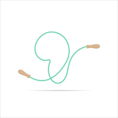 9 number logo made of jumping rope. Vector isolated font app logo, sports and healty design and more