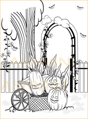 hand drawn illustration of a halloween pumpkin