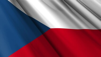 Close up realistic texture fabric textile silk satin flag of Czechia waving fluttering background. National symbol of the country. 28th of October, Happy Day concept. 3D animation 1080p Full HD
