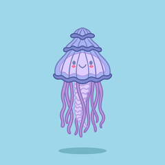 Cartoon cute jellyfish, ocean jellyfish cute illustration