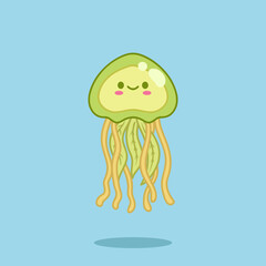 Obraz premium Cartoon cute jellyfish, ocean jellyfish cute illustration