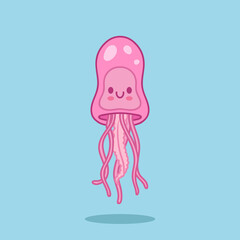 Cartoon cute jellyfish, ocean jellyfish cute illustration